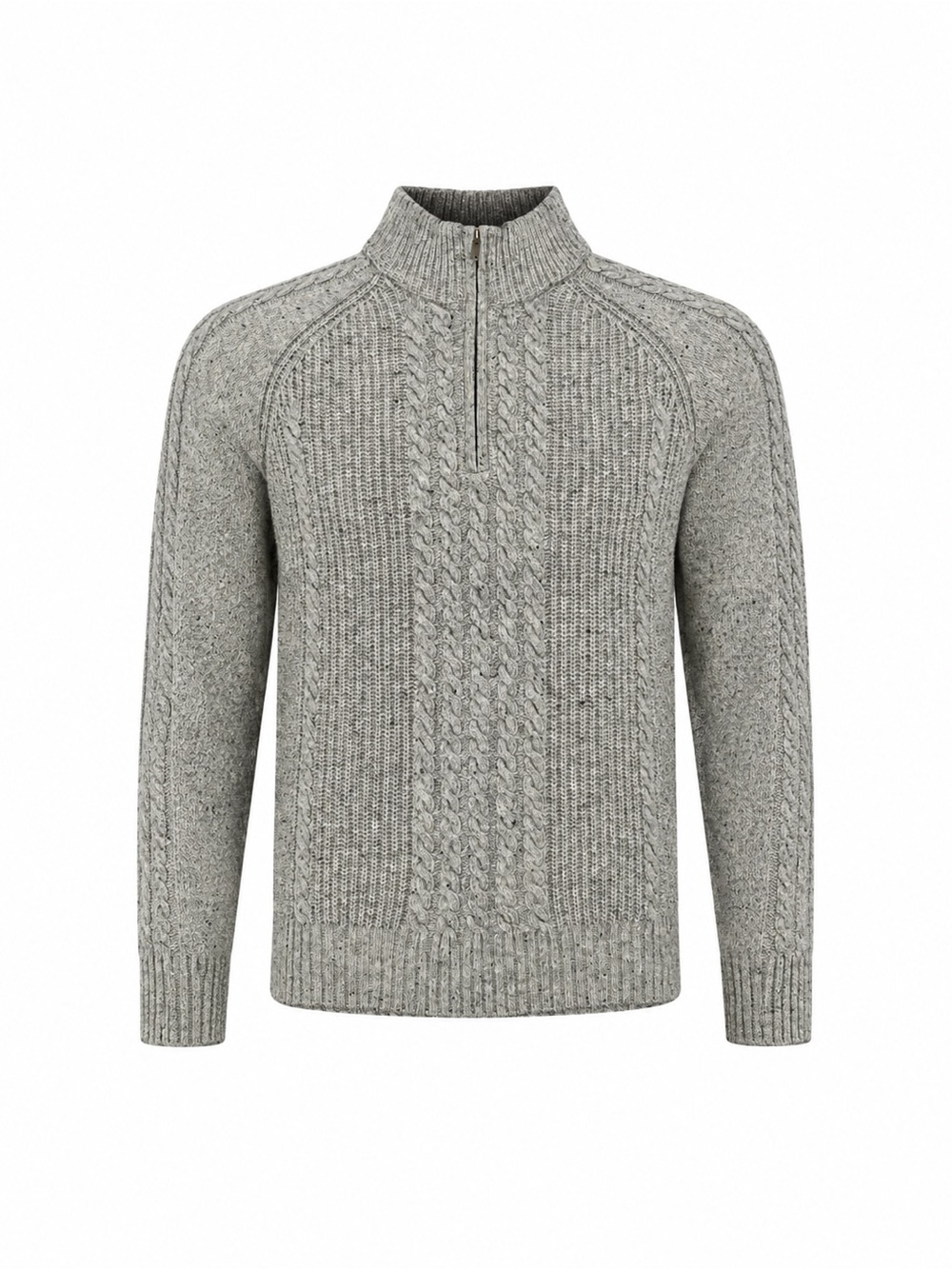Irelandseye Wool Cashmere Cable Knit Half Zip Sweater Men’s S Gray Ireland
